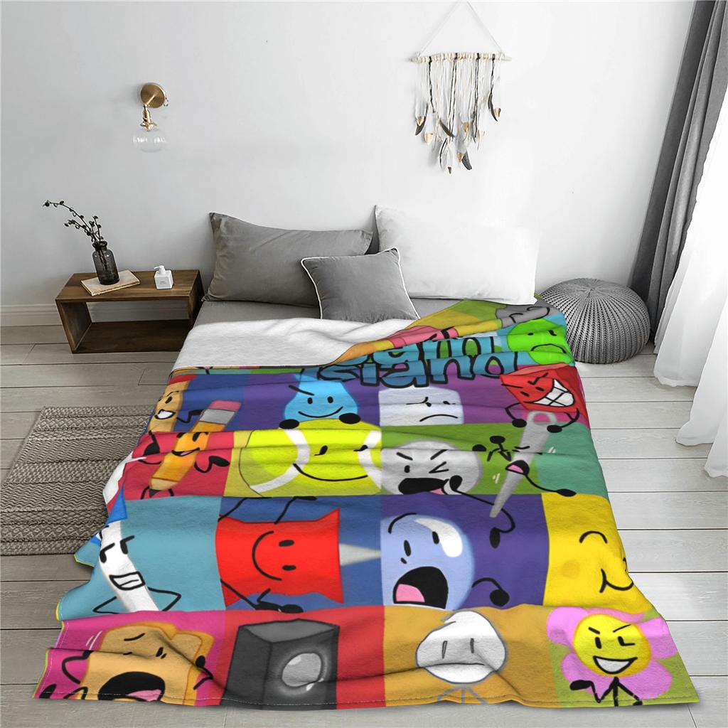 BFDI Inanimate Insanity Cartoon Decken Battle for Dream Island Fleece Neuheit Warme Überwurfdecken Bettwäsche Lounge Dekoration