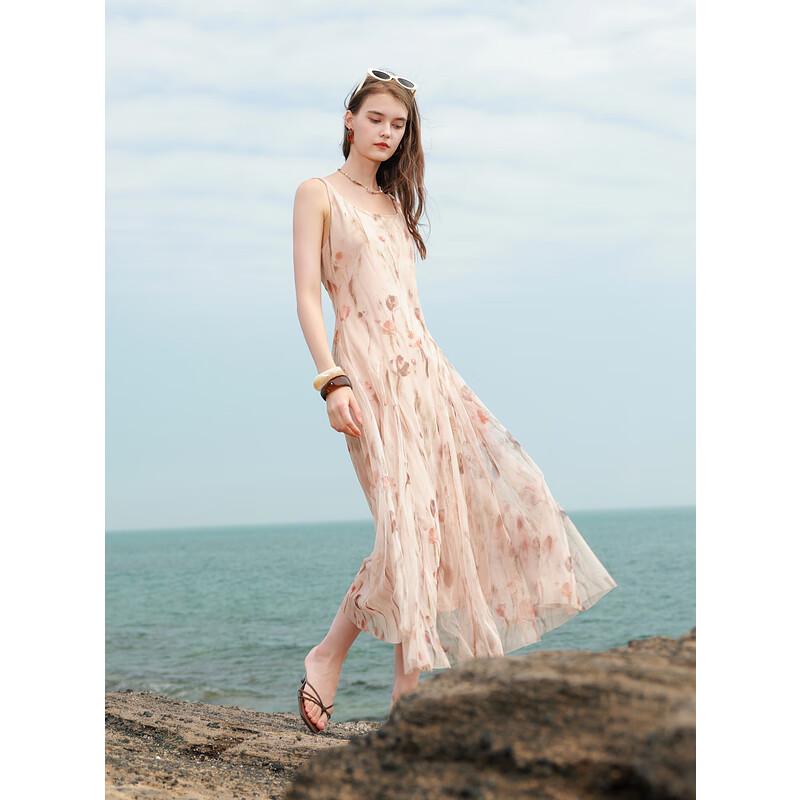 

Sancai 2025 Летнее сетчатое платье на тонких бретелях А-силуэта S (155/80A)