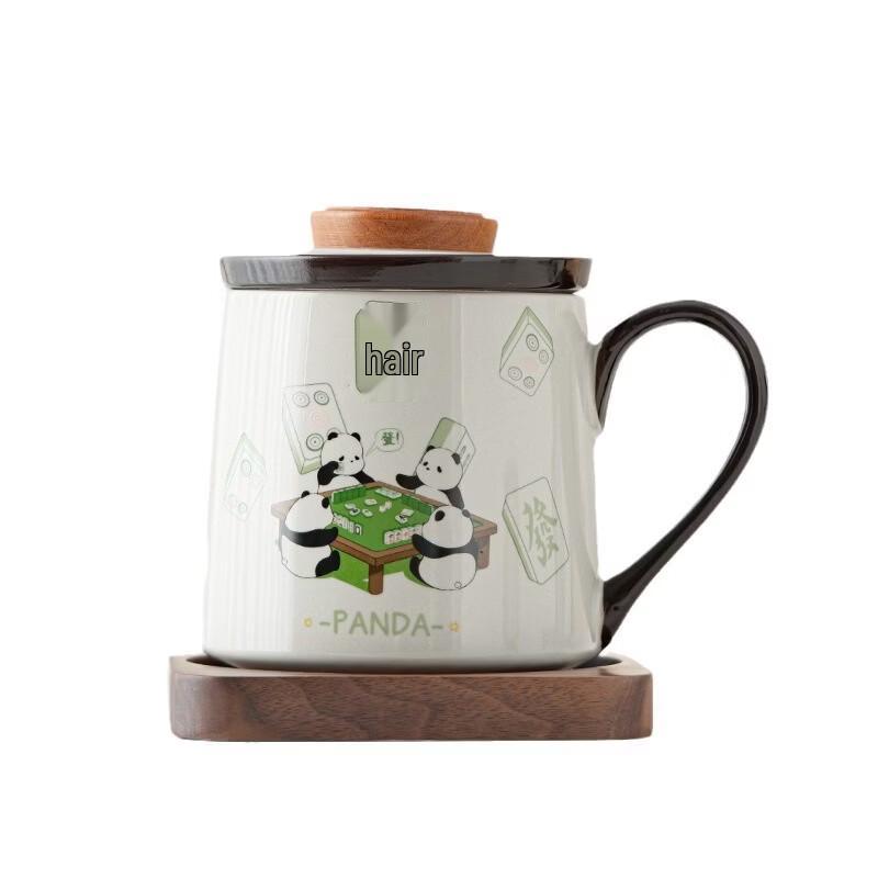 OLOEY Panda Mahjong Ceramic Tea Infuser Mug