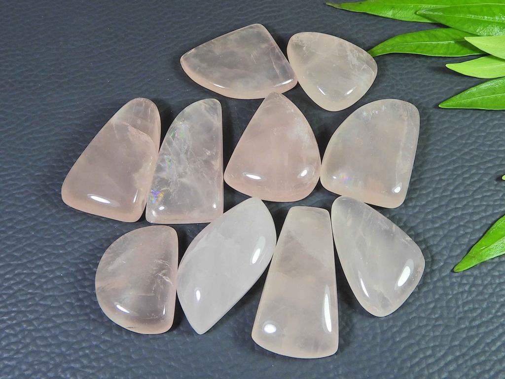 341Cts Natural Rose Quartz Fancy Cabochon Loose Gemstone 10Pcs Lot 23-32MM RQ-2873
