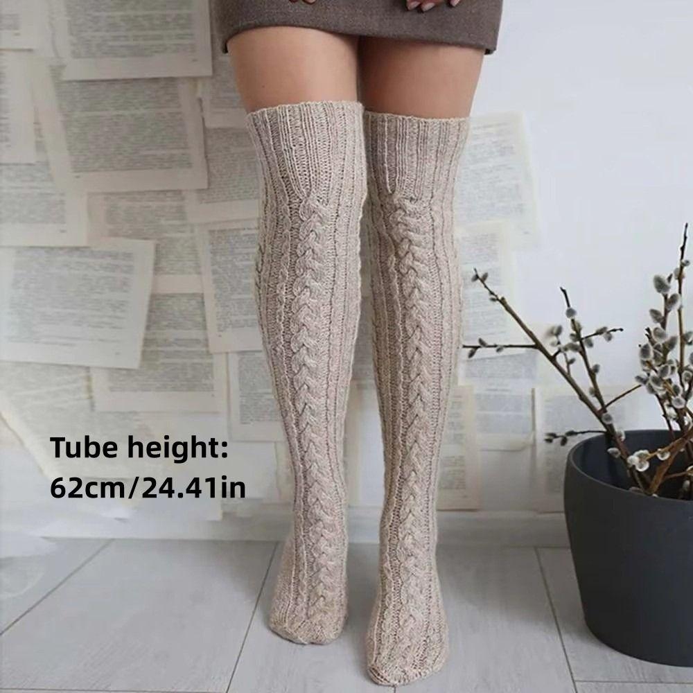 Thick Women's Socks Winter Warm Over Knee Long Socks Trendy Knitted Stockings  Gift