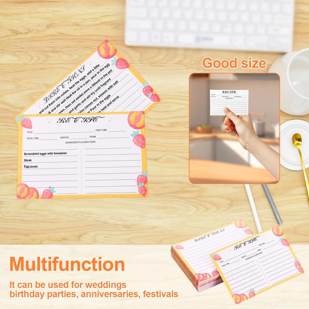 100 Sheets Recipe Cards Set Thickened 16x11cm Double Sided Blank Recipe Cards Dining Room Wedding Party Table Decor Recipe Cards
