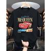 Disney Car Flash McQueen Men's T-shirt, Pure Cotton Short-sleeved Casual and Comfortable Streetwear T-shirt