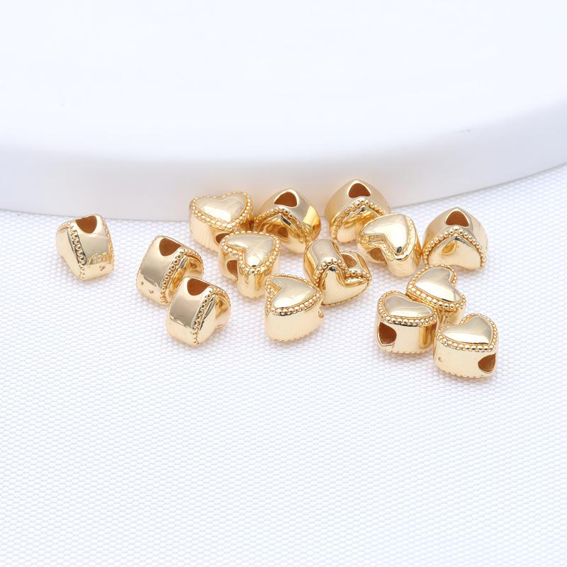 14K Gold Filled Heart-Shaped Spacer Beads for DIY Jewelry and Bracelet Making
