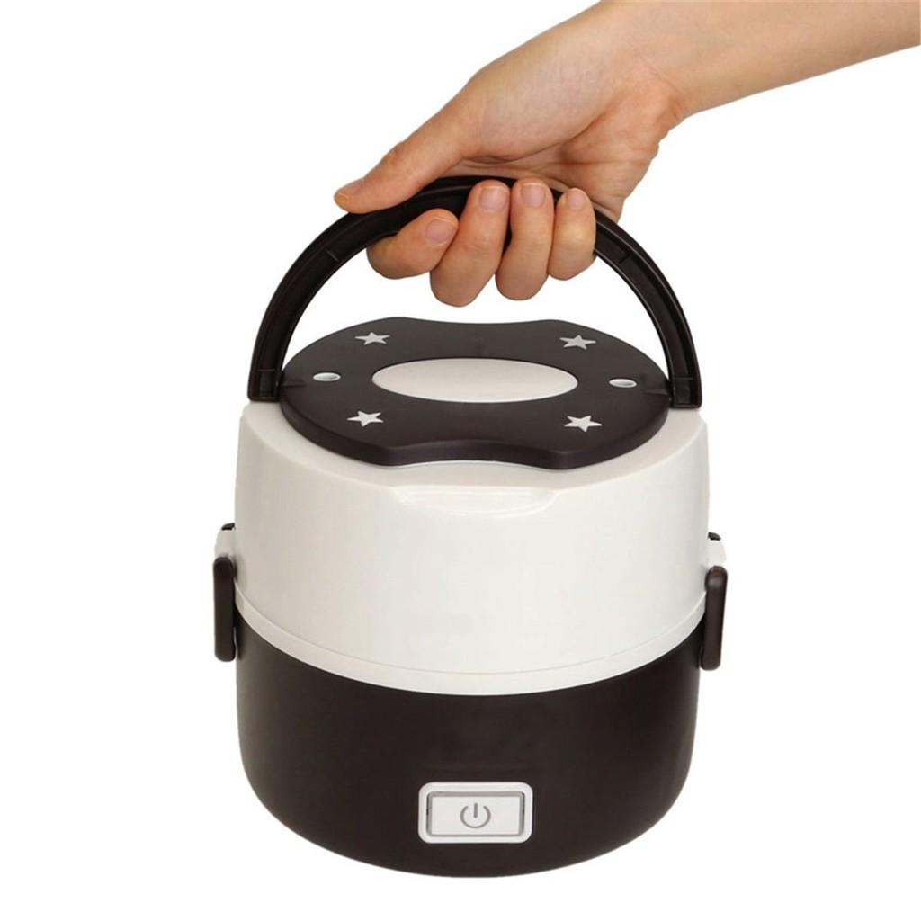 Tragbarer Elektrischer Reiskocher Mini Edelstahl 2 Schichten Dampfgarer Mahlzeit Thermische Erwärmung Lunchbox Lebensmitteldampfgarer Neu