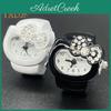 Finger Cartoon Cat Ring Watch Rhinestone Bowknot Elastic Stainless Steel Band Women Watch Finger Ring Birthday Gift Fashion Accessories