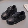 Kids Casual Sneakers Boys Girls Soft Sole Non-Slip Rubber Breathable Plain Black White