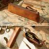Genuine Leather Zipper Pen Case Pencil Bag Large Capacity Vintage Crazy Horse Leather Handmade Creative School Stationary