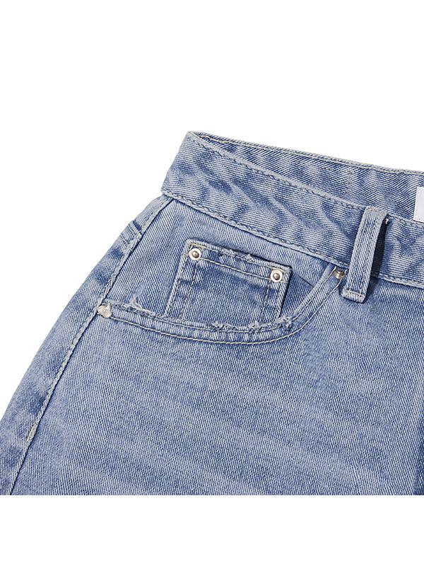 KIRSH Damaged Half Denim Pants [Light Blue]