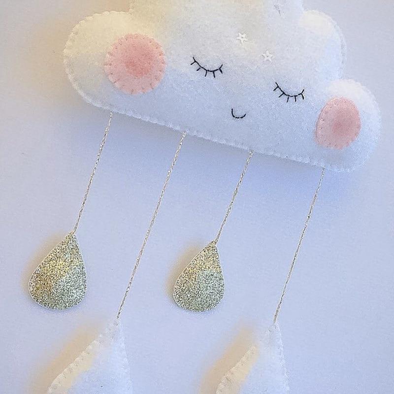 New Nordic Style Felt Cloud With Face Kids Room Decoration Cloud Scandinavian Style Children Room Decor Nordic Decoration For Ro