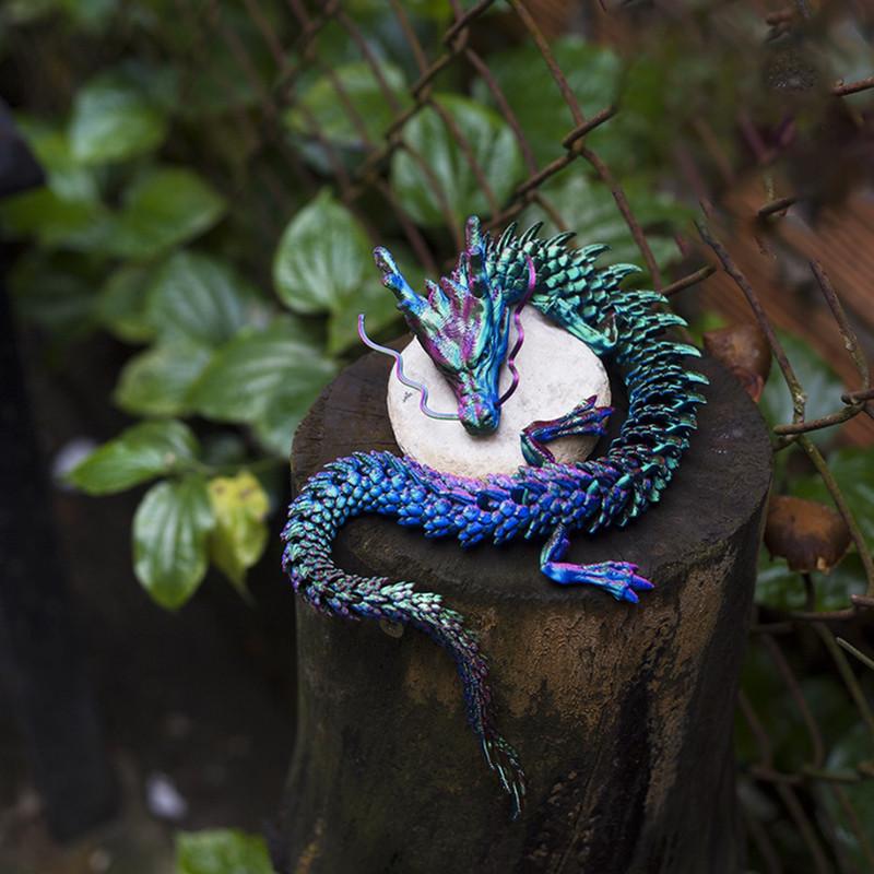3D Printing Dragon Model Crafts Color Changing Joint Movements Car Home Decoration Aquarium Ornament Halloween Christmas Gifts