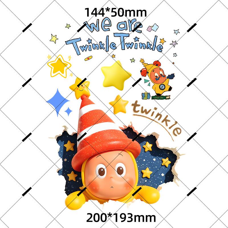 Creative Cartoon Star Electric Motorcycle Waterproof Decals - Cute, Decorative Car Body Stickers