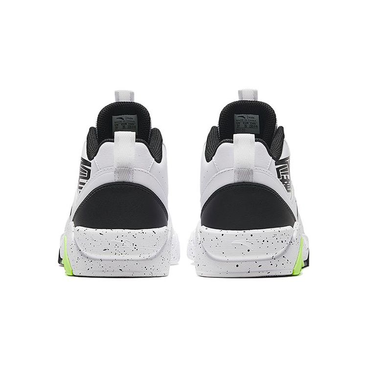 Anta Kids Non-Slip Wear-Resistant High-Top Skate Shoes Kids Skate Shoes Black White Green 312338013-2