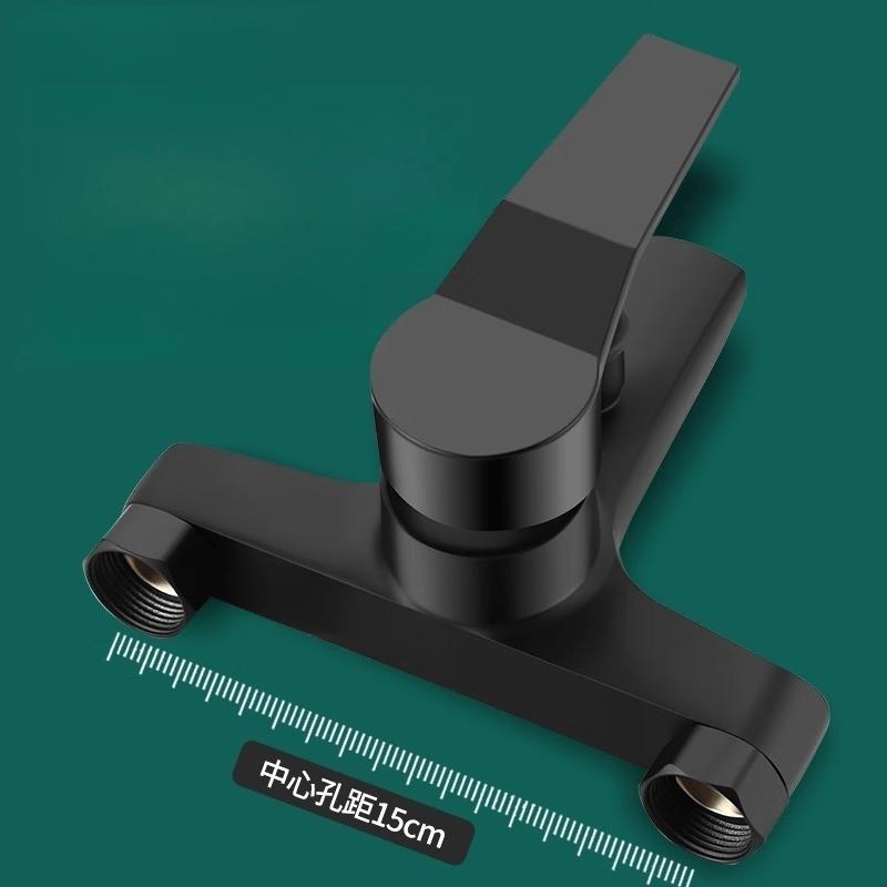 TLXT Black & Gunmetal Grey Square Shower Faucet Set
