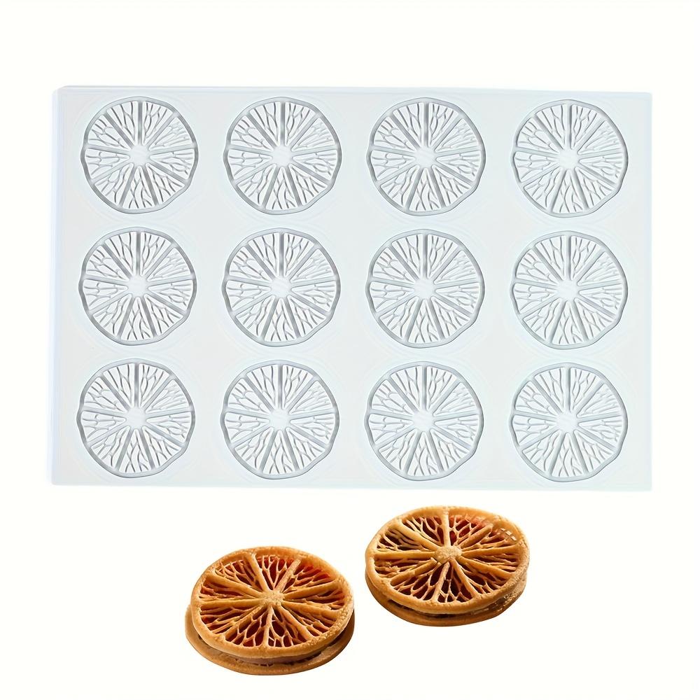 12-Hole Lemon Lace Silicone Mold, Exquisite Lemon Slice Texture Baking Mold, Cookie Chocolate Candy Decoration Mold, Food-Grade Silicone