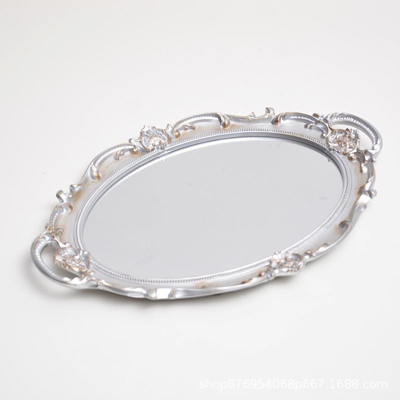 

European retro mirror dormitory bathroom vanity mirror modern simple tray vanity mirror photo серебряный