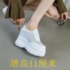 Fashion 11CM Suede Cow Genuine Leather Vulcanize Women Casual Platform Wedge Chunky Sneakers Spring Autumn Contoured Fashion Black Shoes