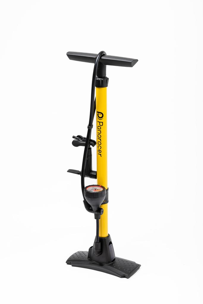 Panaracer Bicycle Pump with Pressure Gauge, Compatible with All Valves, Yellow, Aluminum, BFP-04AGA3-Y