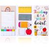 Teacher Appreciation Gifts-Teaching Is A Work of Heart Sticky Notes Set Fun Self-Stick Note Pads Writing Notes School Office Supplies Suitable for
