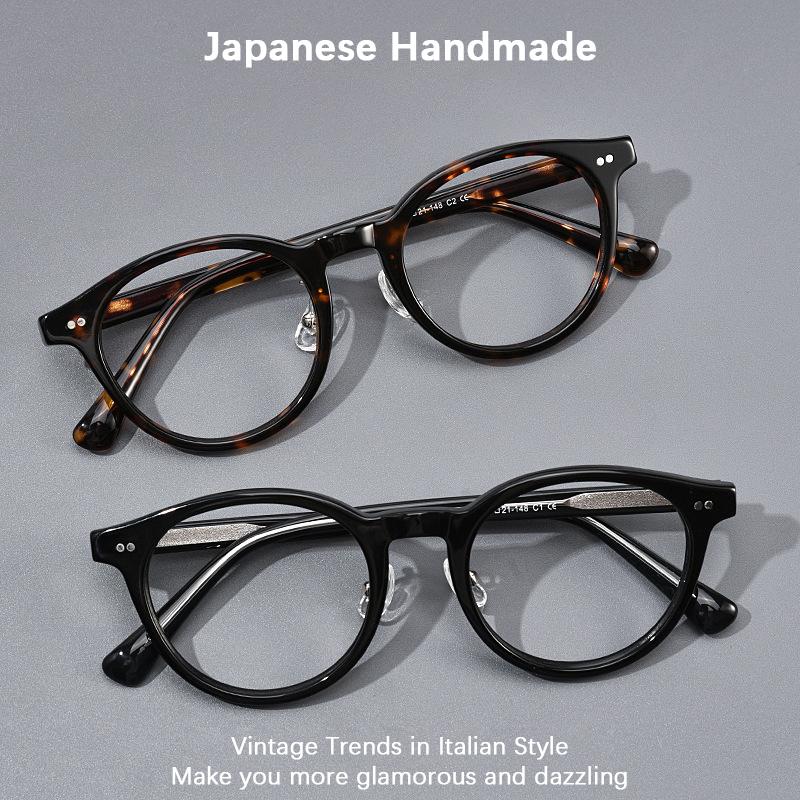 Vintage Round Acetate Glasses Frame Men business Casual Decorative Eyeglasses Women Retro Trend Luxury Brand Fashionable Eyewear