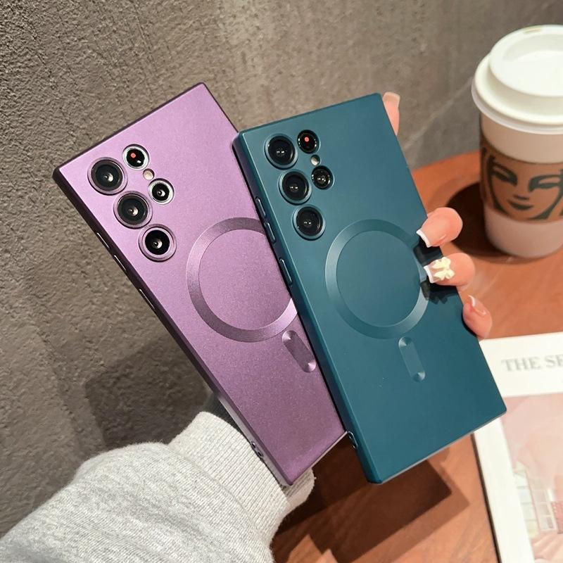 Suitable for Samsung S25ultra Phone Case Magnetic Suction S24plus Full Inclusive S23FE Matte S22u Lens Film Soft Case