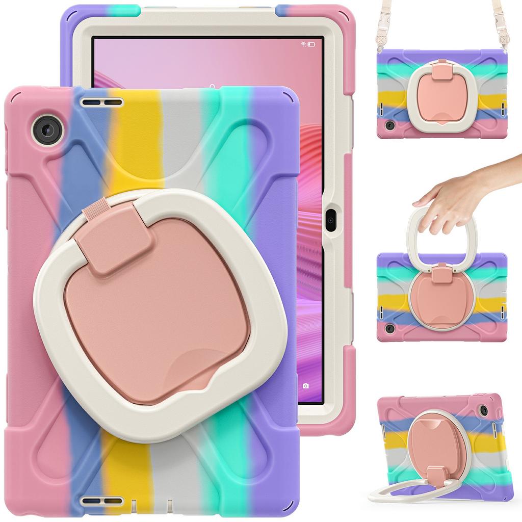 For Lenovo Tab 10.1 (2025) TB311XU2/Zhaoyang K10C Case with Shoulder Strap TPU + PC + Silicone Kickstand Tablet Cover