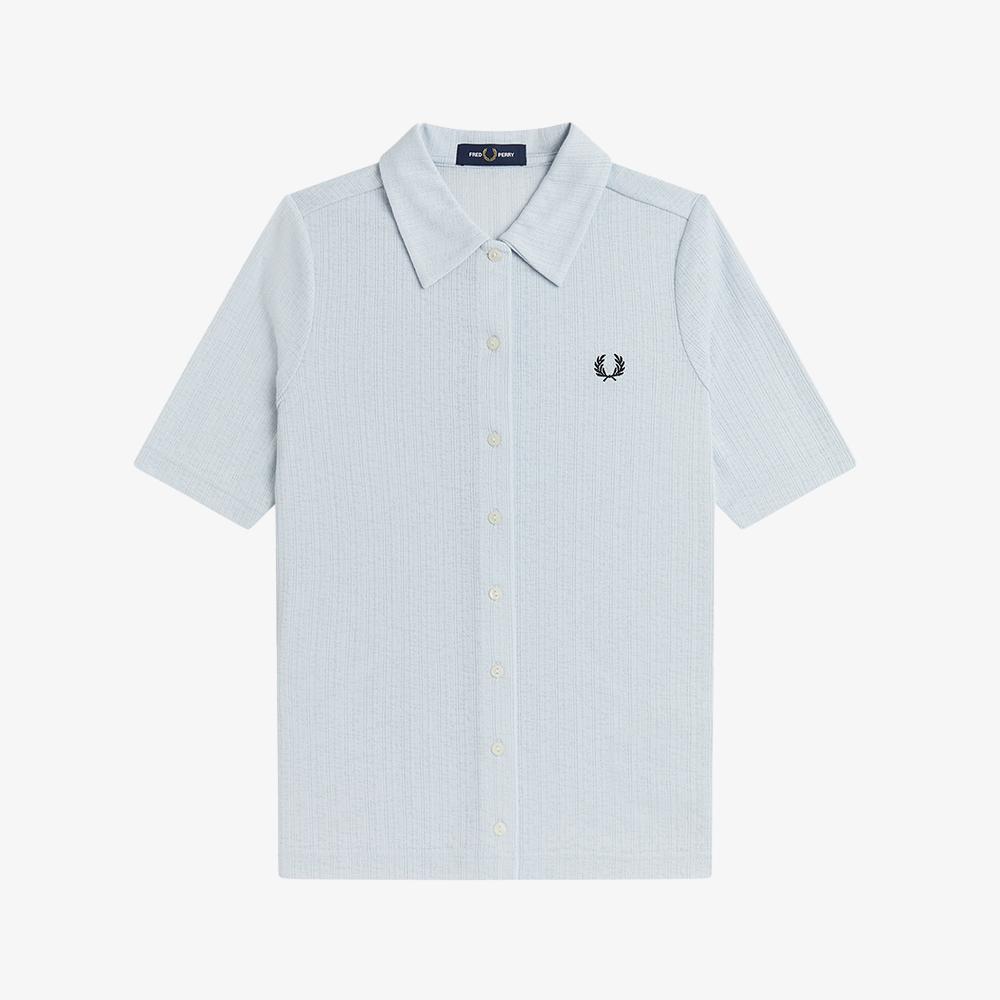 FRED PERRY [Womens] Button-Through Sheer Rib Polo Shirt - Dusky Blue Afpf2612185-28A