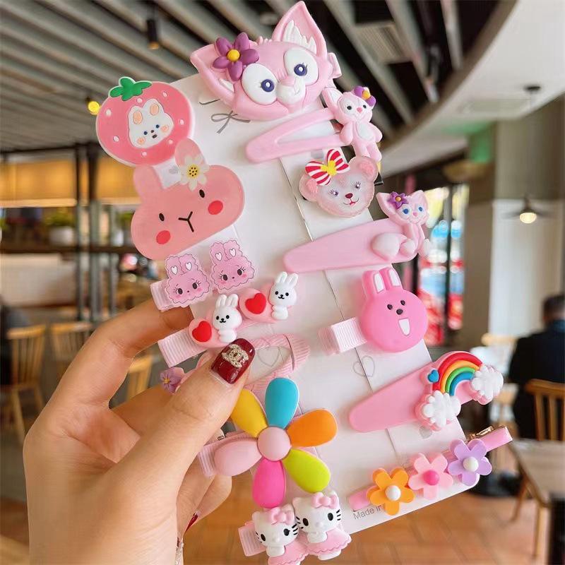 Set of 50 Pink Cute Hair Clips – Sweet Girly Bangs Clips, Japanese Cartoon Hair Accessories