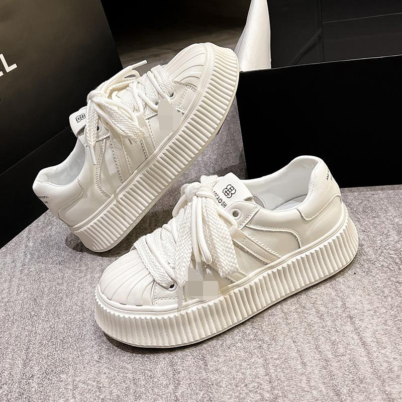 Thick-soled Mesh White Shoes Summer Women's Shoes New Breathable Versatile Muffin Leather Board Shoes