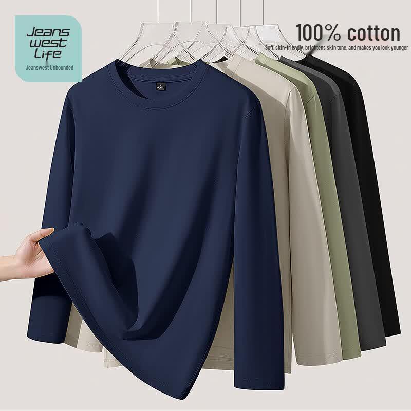 JEANSWEST LIFE Men's Heavyweight Cotton Long Sleeve T-Shirt