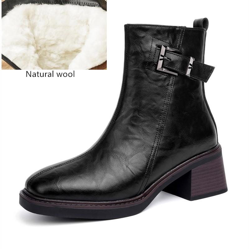 Fashion AIYUQI Women Ankle Boots Square Toe 2025 New Genuine Leather Vintage Women Ankle Boots British Style High Heel Booties Women
