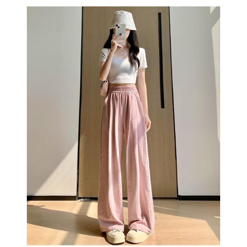 Acetate Velvet Yamamoto Pants Women's Ice Silk Wide-leg Pants Summer Texture Milk Pants Women's Pants Casual and Thin Straight Mopping Pants