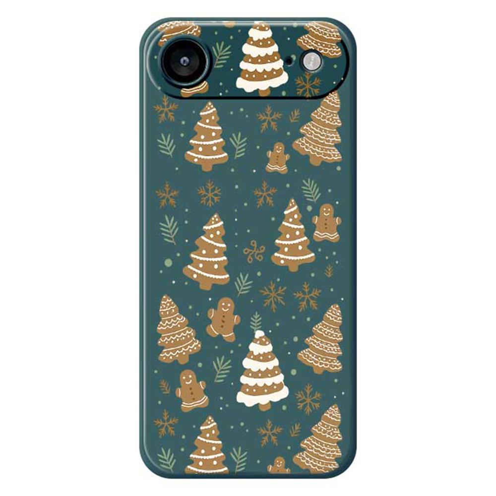 

For iPhone Air Case Brown Christmas Tree Gingerbread Pattern Printing Straight Edge TPU Phone Back Cover B