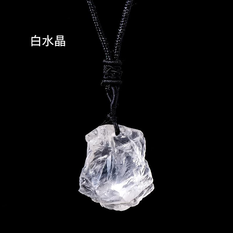 Natural Crystal Rough Stone Pendant Powder Crystal Purple Water Citrine Rough Stone Necklace Jewelry Pendant Fashion