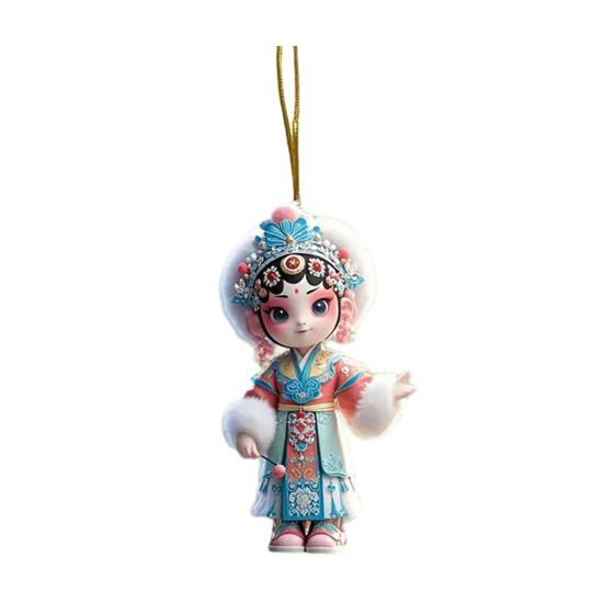 Chinese Opera Figurine Ornament Traditional Chinese Opera Girls Doll Hanging Decor 2D Acrylic Christmas Tree Ornament for Xmas Home Tree Decor