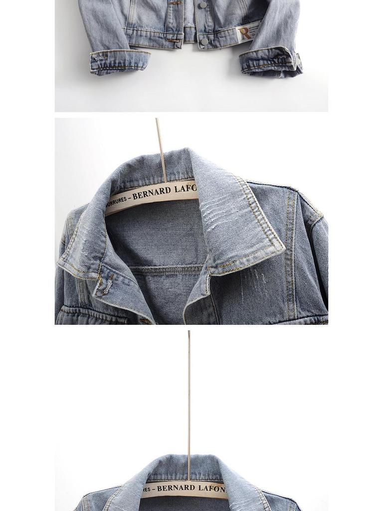 Trendy Koreaanse Patchwork Denim Jas - Korte Losse Stijl voor Dames voor Lente/Herfst