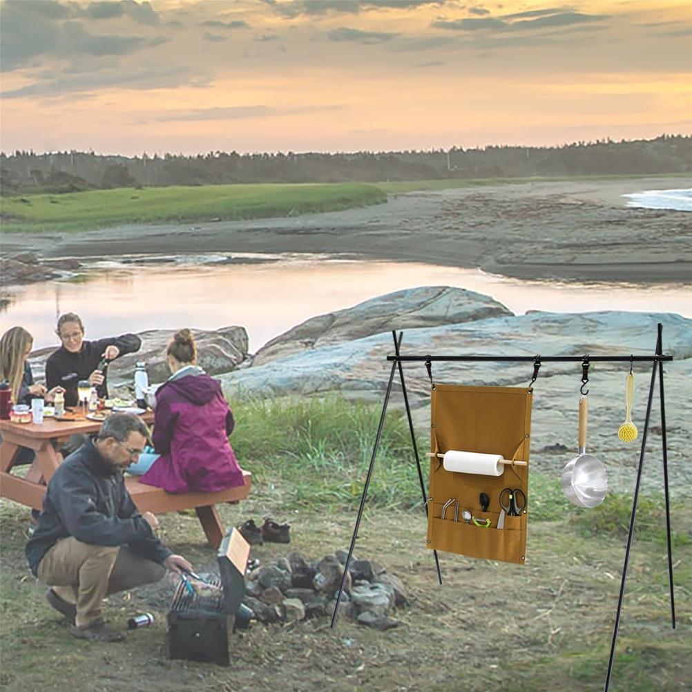 Venkovní kempingový úložný vak na nádobí Přenosný závěsný plátěný úložný vak na příbory a ubrousky Stan