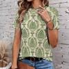 Fashion Women Retro Geometry and Leopard Pattern Patterns Print T Shirt Funny Casual O-neck Short Sleeves T-shirt Summer Female Tee Shirt