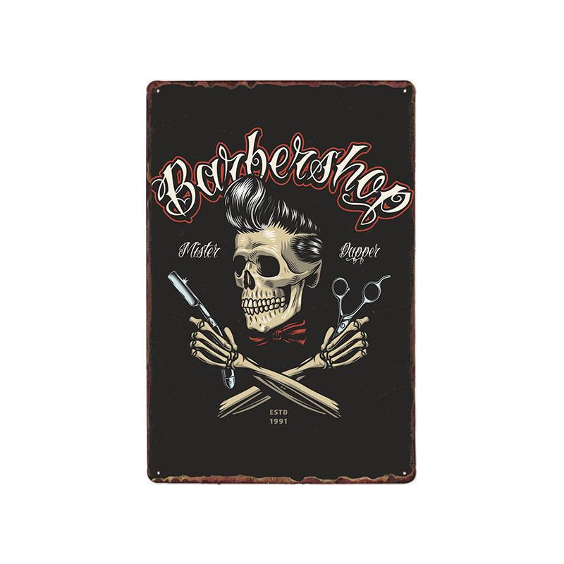 Hohappyme Vintage Barber Shop Metal Signs Barbershop Poster Bar Pub Retro Plaque Haircut and Shave Beard Iron Plates 20x30 Cm