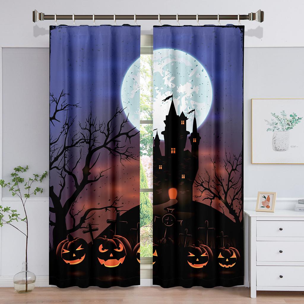 

Happy Halloween Castle Тыква Ведьма Луна Окно Шторы для Детей Гостиная Спальня Ванная Кухня Дверь Шкаф Декор Крючки W50 X H130(CM)X2&Grommet Top