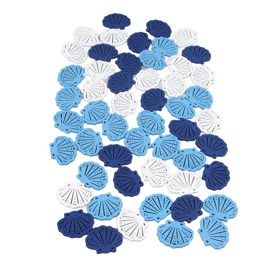100pcs Seashell Starfish Home Decor Innovative DIY Hand Crafted Wooden Decor Patch for Party Holiday Celebration Photography