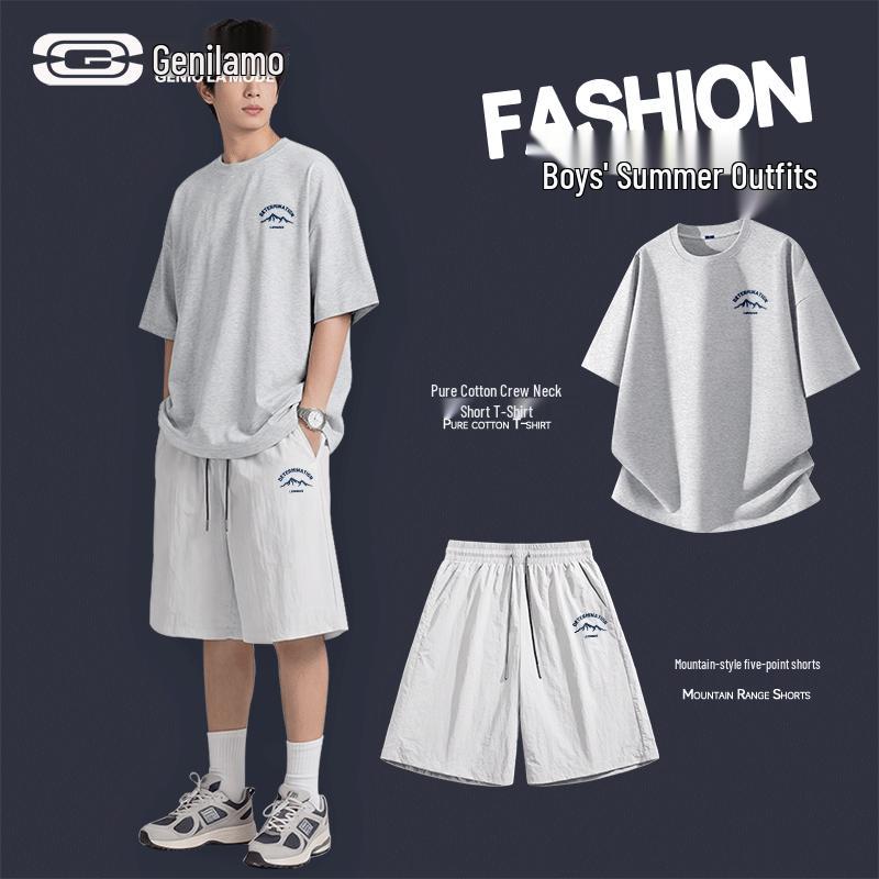 

GENIOLAMODE Men s Mountain Peak Cotton Sportswear Set L