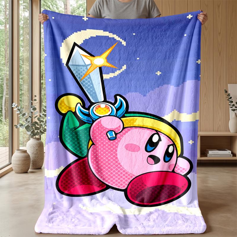 Kirby Cozy Flannel Blanket, Comfortable Warm Throw Blanket for Bedroom Sofa Home Use