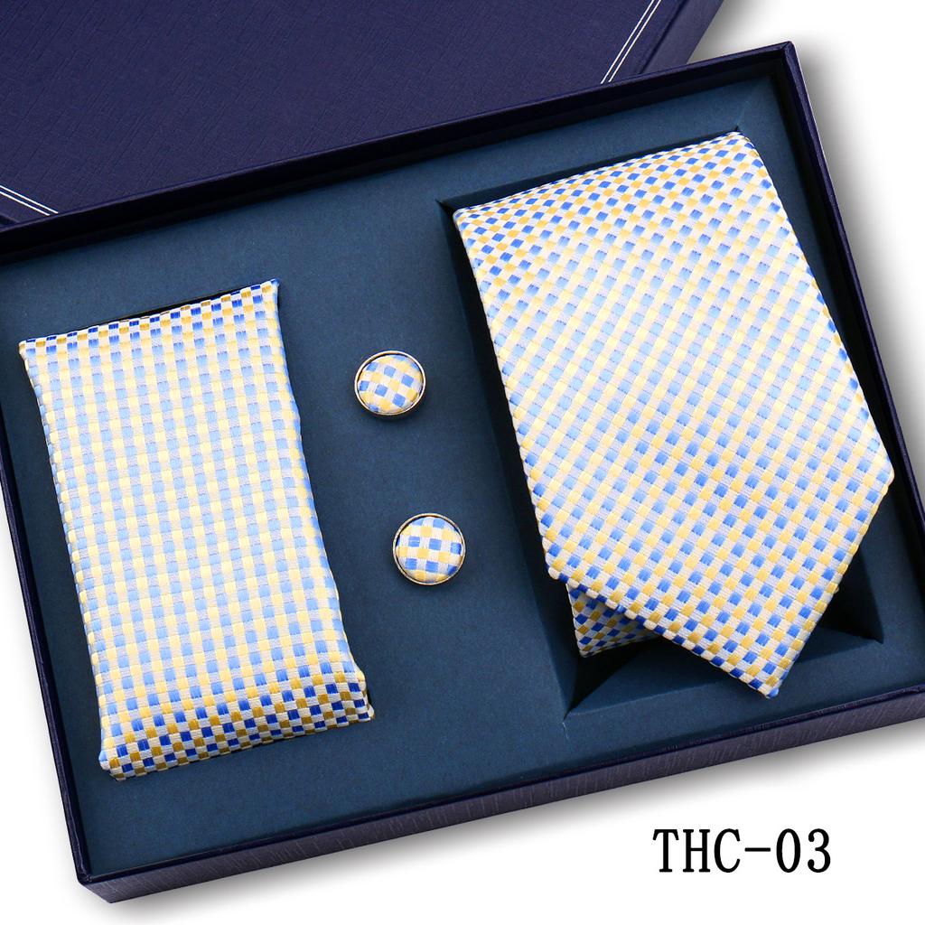 Men'S Business Tie Pocket Square Scarf Gift Box Set Formal Wedding Professional Shirt Trendy Tie Worker