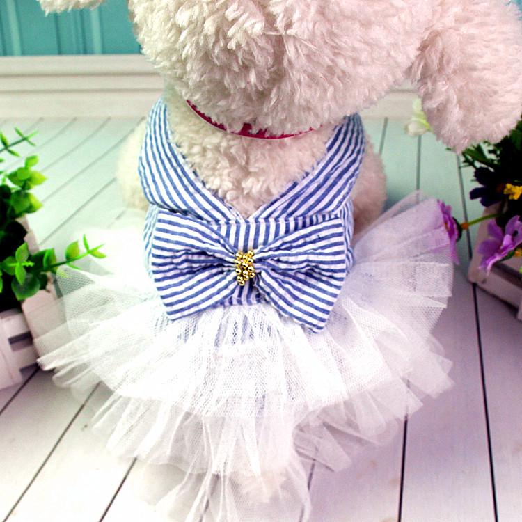 Striped Layered Cake Dress with Teddy, Poodle, Bulldog & Corgi Suspender Skirt for Spring/Summer