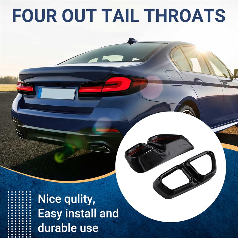 1 Pair Car Tail Exhaust Pipe Outlet Muffler Pipe Cover Decorative Tail Throat Frame for BMW 5 Series G30 G38 2018 -