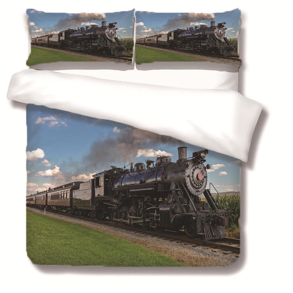 Locomotive Quilt Cover Three-Piece Set, Home Textile Printing