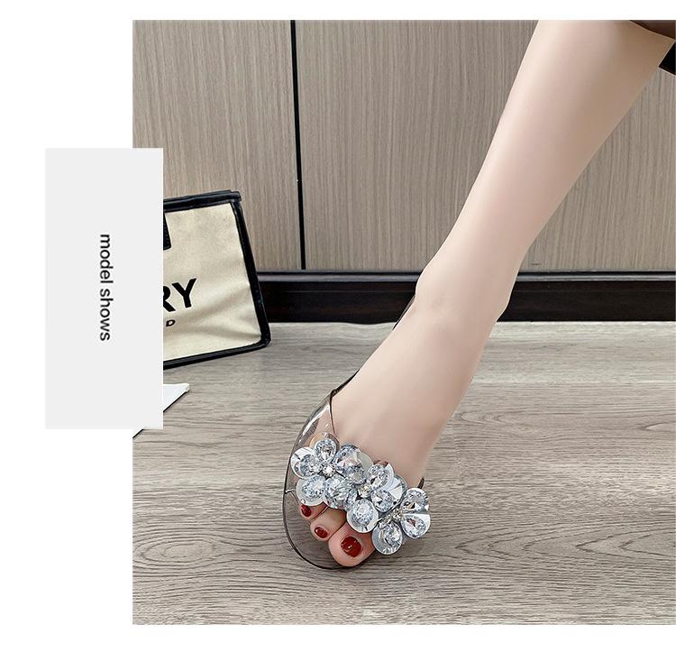 Bingbing Dames Sommer Glitter Krystall Flate Jelly Sko