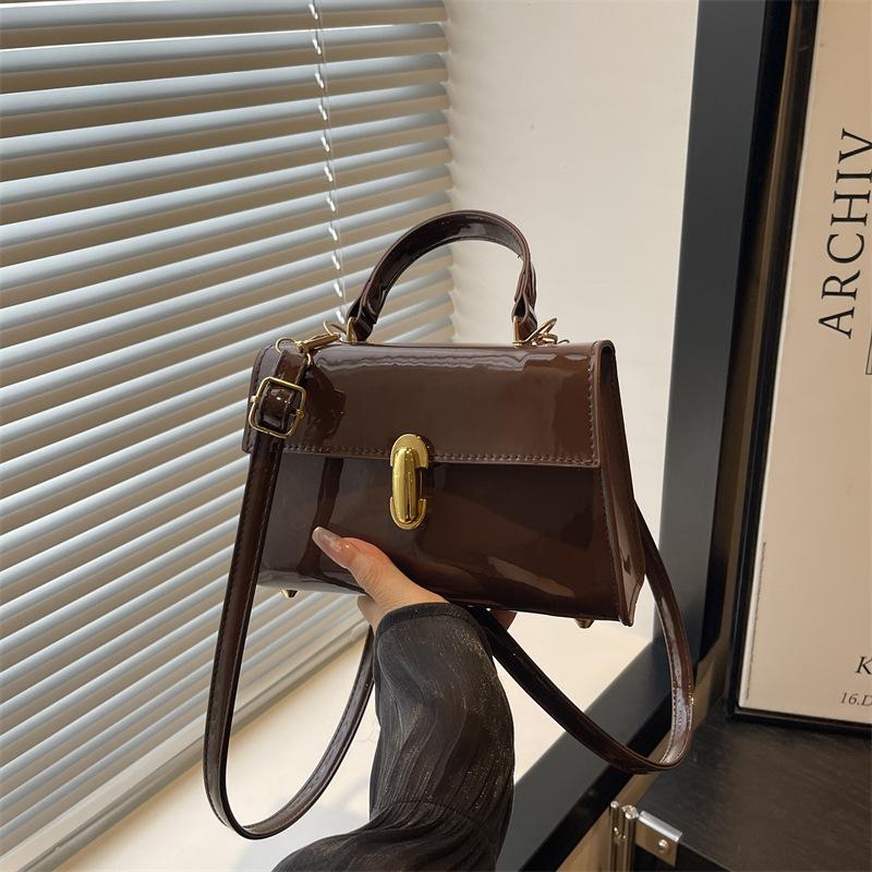 Leopardtryck ny modetextur crossbody-axelväska bärbar flicka liten fyrkantig retroväska stor kapacitet enfärgad