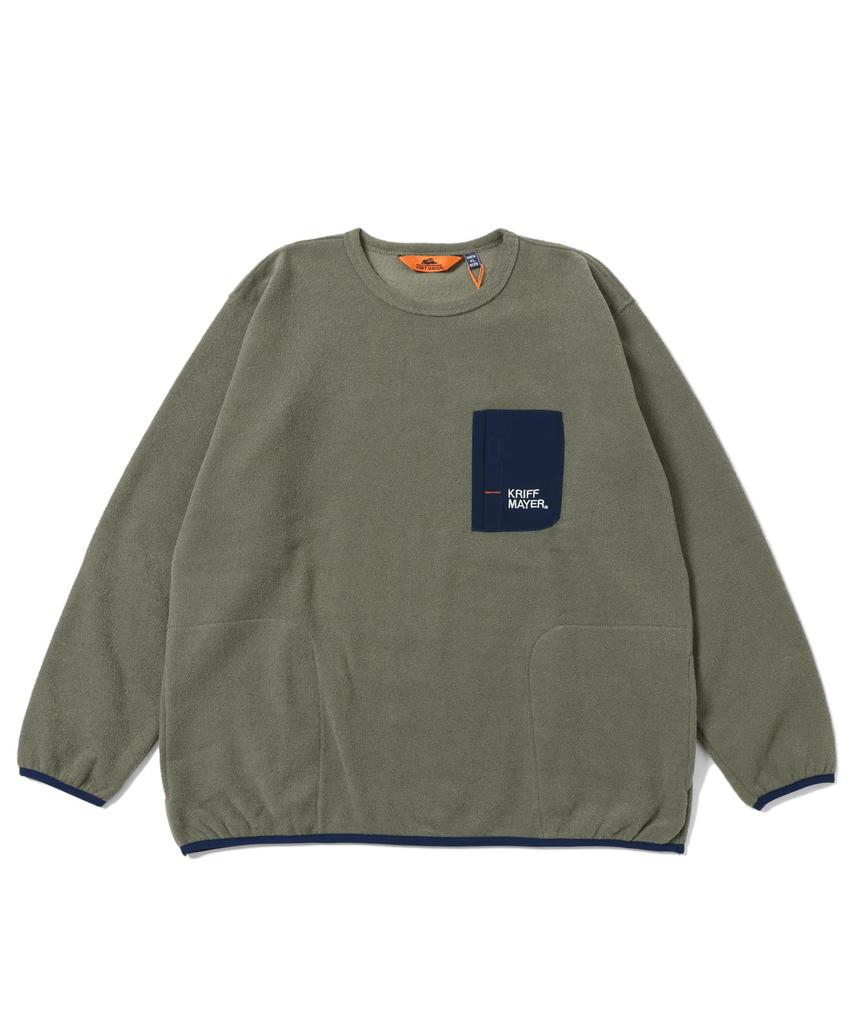Brushed Boucle Fleece with Pocket Design Long Sleeve for Khaki [CLIFFE MAYER] T-shirt Men, MEDIUM,